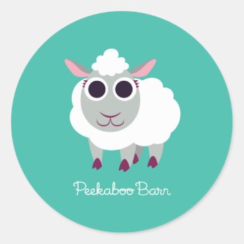 Lulu The Sheep Classic Round Sticker by peekaboobarn at Zazzle