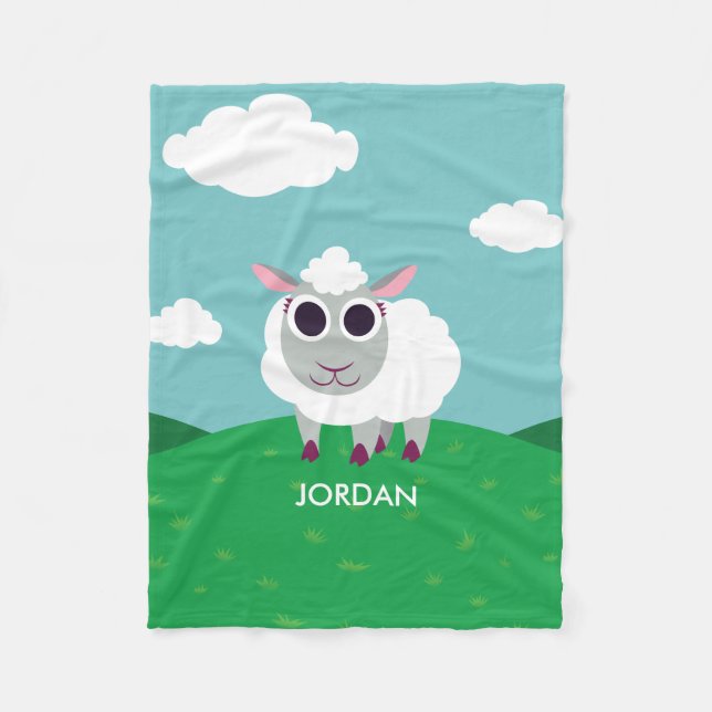 Lulu the Sheep Fleece Blanket (Front)