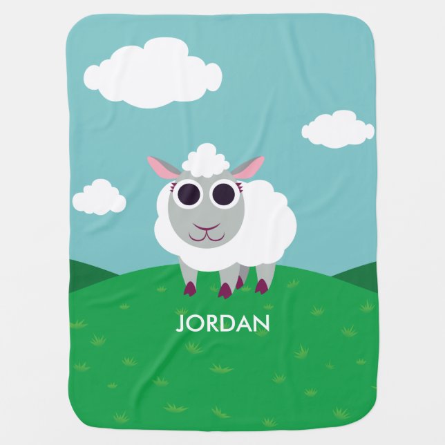 Lulu the Sheep Swaddle Blanket (Front)