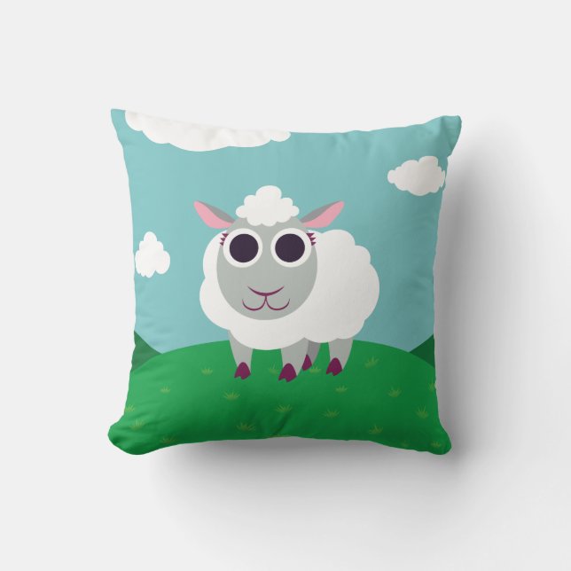 Lulu the Sheep Throw Pillow (Front)