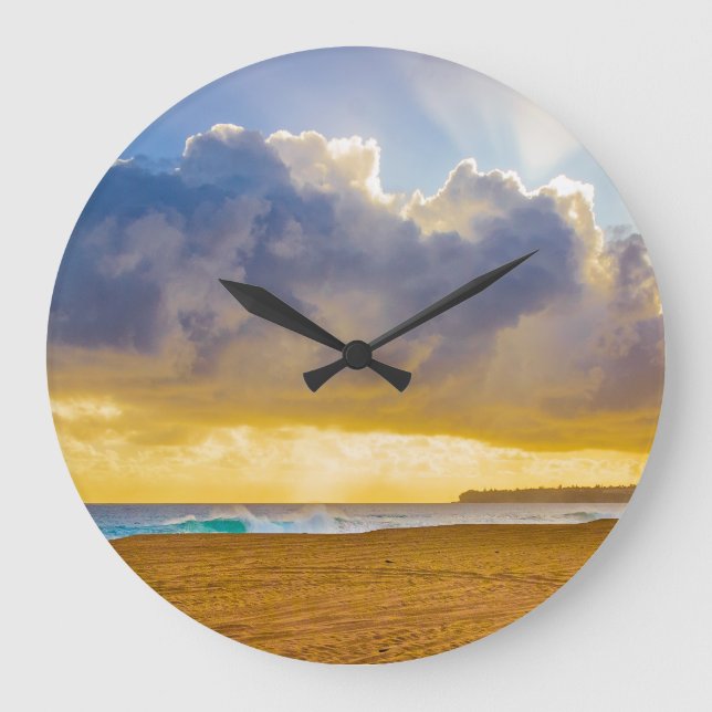 Lumahai Beach, Kauai, Hawaii Large Clock (Front)