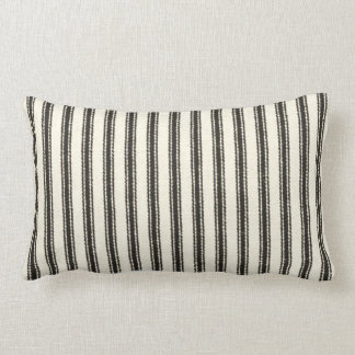Lumbar FarmHouse-Black-Ticking-Outdoor-Indoor M L Pillow