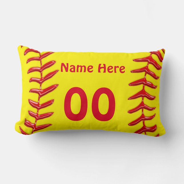 Lumbar Personalized Softball Throw Pillows (Front)