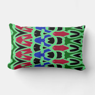 Lumbar Pillow, A multicolor fabric print pattern Pillow