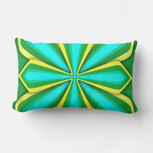 Lumbar Pillow Abstract Flower Green Yellow Lumbar Pillow