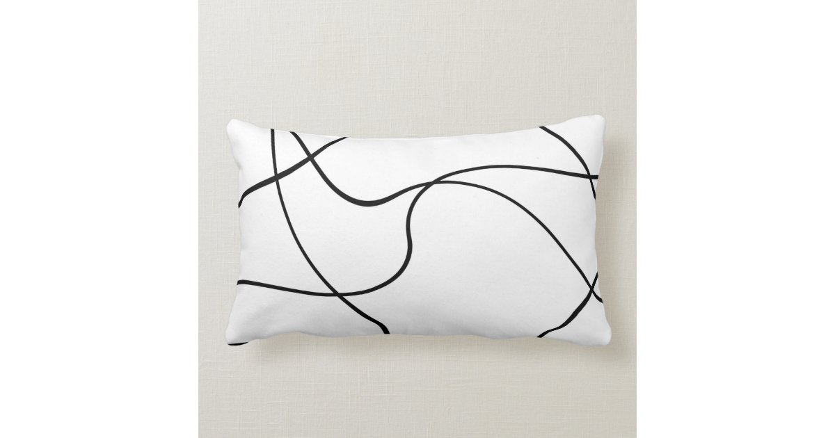 Lumbar Pillow Abstract Lines Black And White Zazzle Com