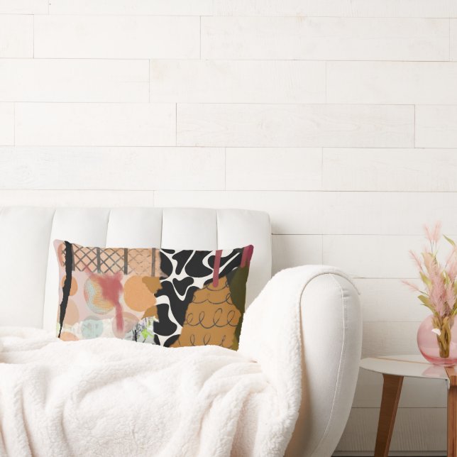 Lumbar pillow, abstract mixed media design lumbar pillow (Couch)