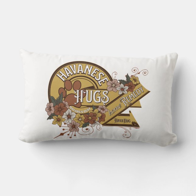 Lumbar Pillow, Floral, Gift for Havanese Dog Lover Lumbar Pillow (Back)