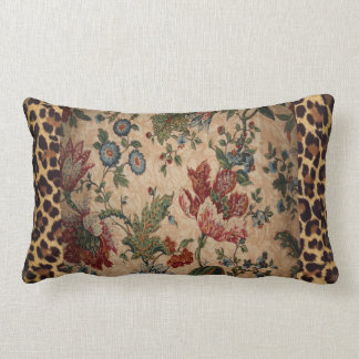 Lumbar Pillow in Leopard and floral fabric