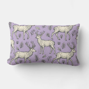 Lumbar Pillow - Lavender Purple Deer Print Art