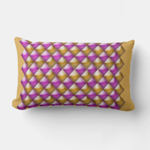 Lumbar Pillow - Magenta and Gold 3-D Diamonds