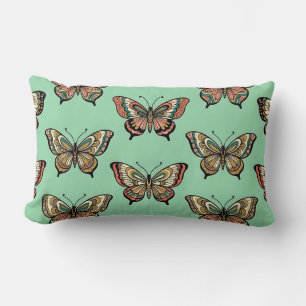 Lumbar Pillow Mint Green Butterfly Art