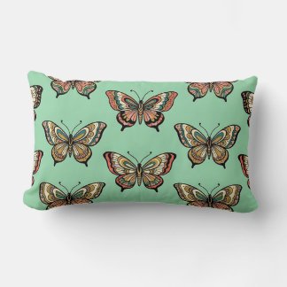 Lumbar Pillow Mint Green Butterfly Art