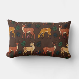 Lumbar Pillow Tropical Brown Stylized Deer