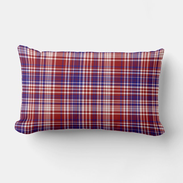 Lumbar Plaid Pillow,Red-White-Blue Collection- 04 Lumbar Pillow (Front)