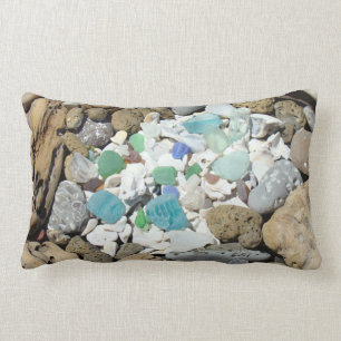 Lumbar Throw Pillow Designer Beach Seashells