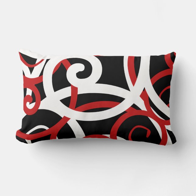 Lumbar White & Black modern abstract designer Lumb Pillow (Front)