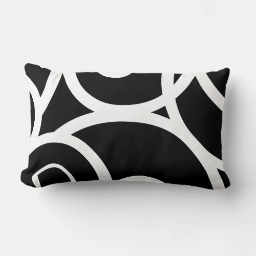 Lumbar White  Black modern abstract designer Lumbar Pillow