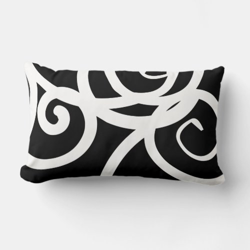 Lumbar White  Black modern abstract designer Lumbar Pillow