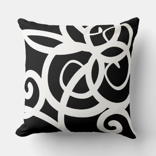 Lumbar White  Black modern abstract designer Throw Pillow