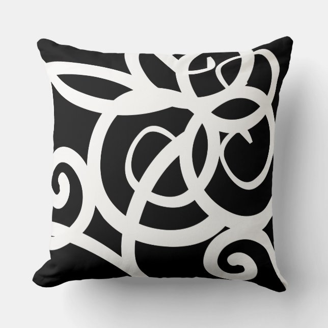 Lumbar White & Black modern abstract designer Throw Pillow (Front)