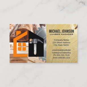 Lumber Boards Wood Grain Hand Tools Business Card