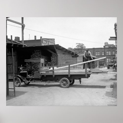 Lumber Delivery Truck 1926 Vintage Photo Poster