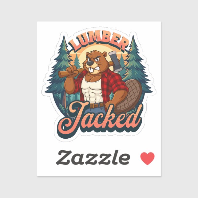 Lumber Jacked Beaver Funny Lumberjack Pun Design Sticker (Sheet)