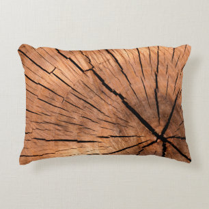 Lumber log wood tree cross section accent pillow