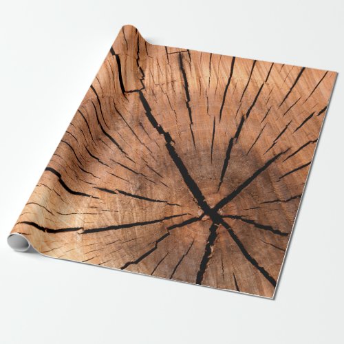 Lumber log wood tree cross section wrapping paper