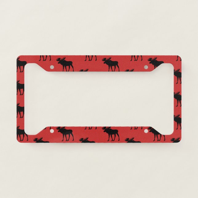 Lumber Moose Silhouette Antler Deer Animal Hunting License Plate Frame (Front)