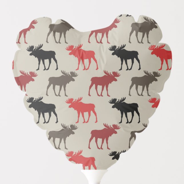 Lumber Red Black Gray Moose Silhouette Antler Deer Balloon (Front)