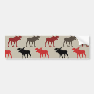 Lumber Red Black Gray Moose Silhouette Antler Deer Bumper Sticker