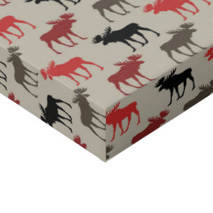 Lumber Red Black Gray Moose Silhouette Antler Deer Faux Canvas Print