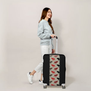 Lumber Red Black Gray Moose Silhouette Antler Deer Luggage