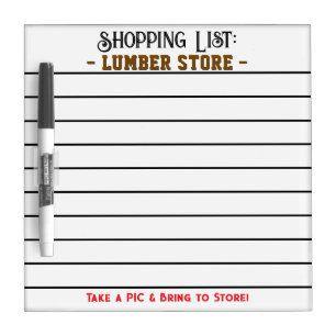 Lumber Store Shopping List Brown Dry Erase Board