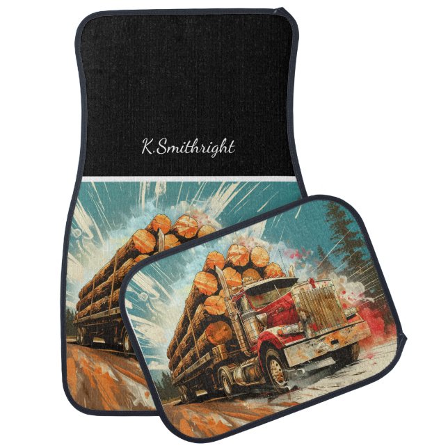 Lumber Truck Country Road Speed Car Floor Mat (Set)