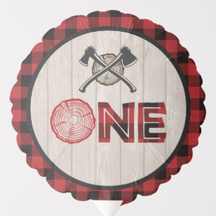 Lumberjack 1st Birthday Balloon - Axes ONE Red
