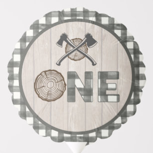 Lumberjack 1st Birthday Balloon - Axes ONE White