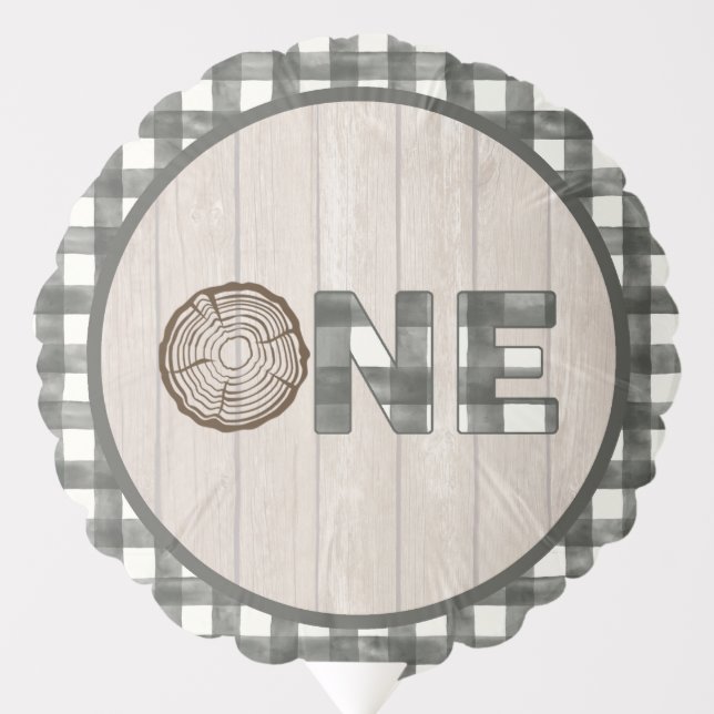 Lumberjack 1st Birthday Balloon - ONE White (Front)