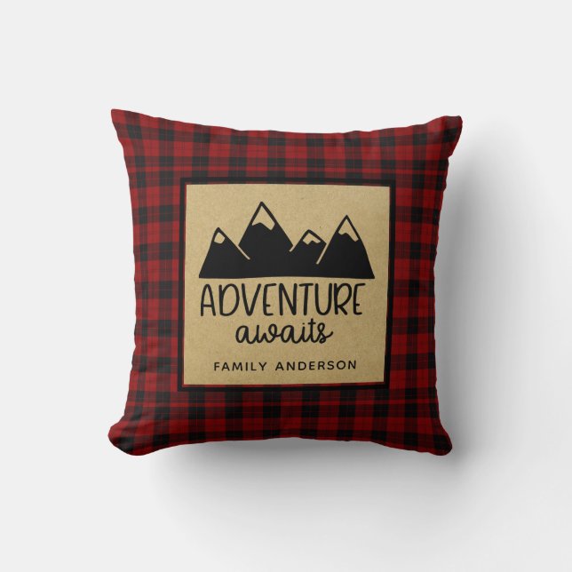 Lumberjack Adventure Awaits Decor Personalized Throw Pillow (Front)