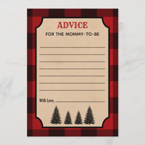 Lumberjack Advice for the Mommy Baby Shower Cards