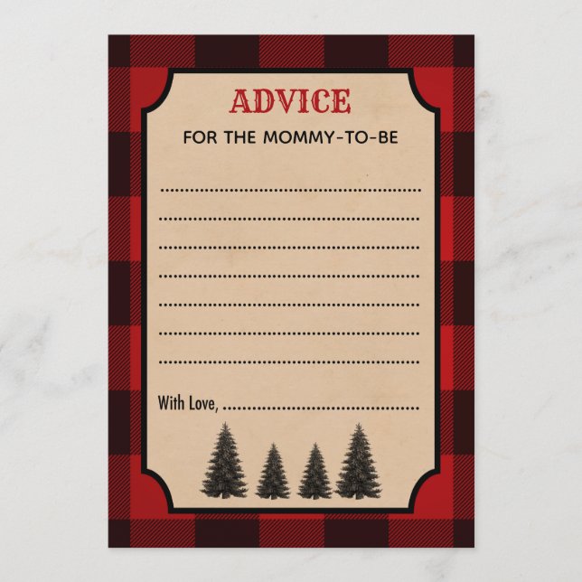 Lumberjack Advice for the Mommy Baby Shower Cards (Front)