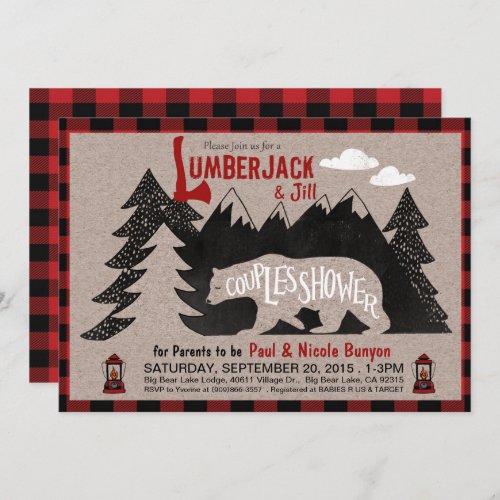 Lumberjack and Jill Couples Coed Baby Shower Invitation