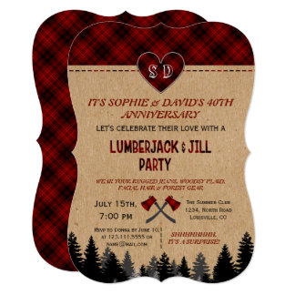 LumberJack and Jill Wedding 40th Anniversary Invitation