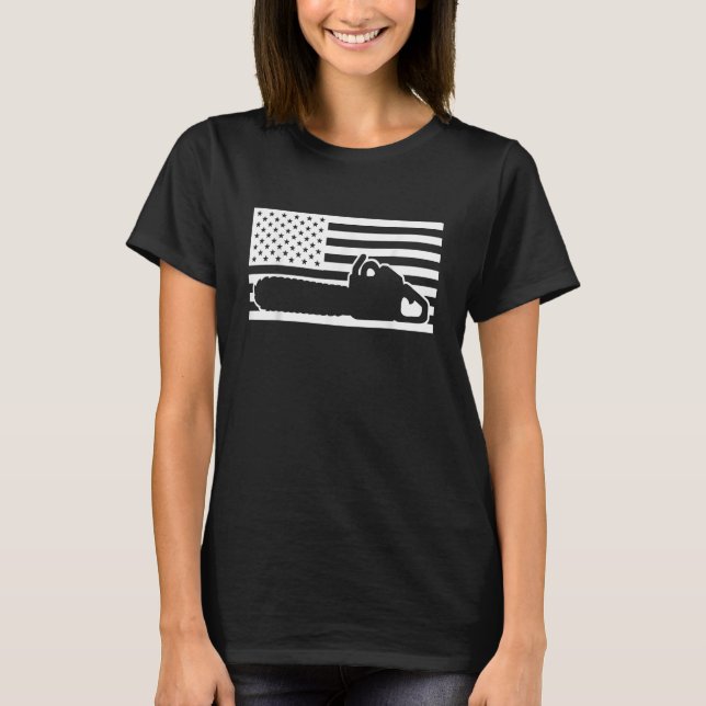 Lumberjack Arborist USA Flag T-Shirt (Front)