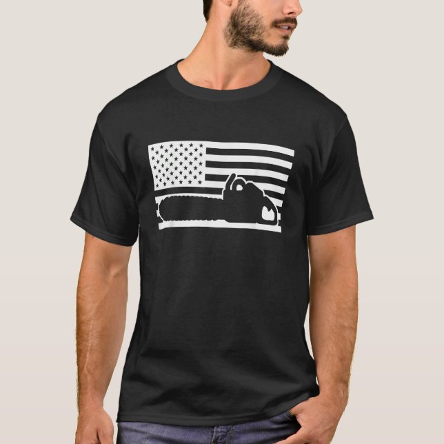 Lumberjack Arborist USA Flag T-Shirt (Front)