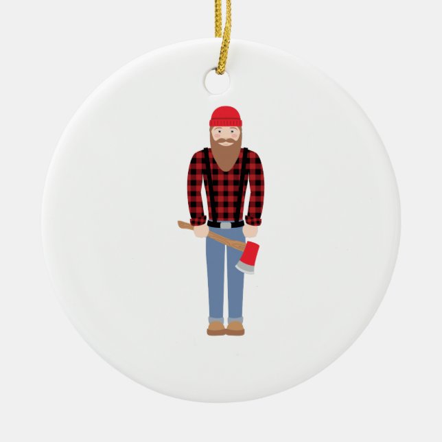 Lumberjack Axe Ceramic Ornament (Front)