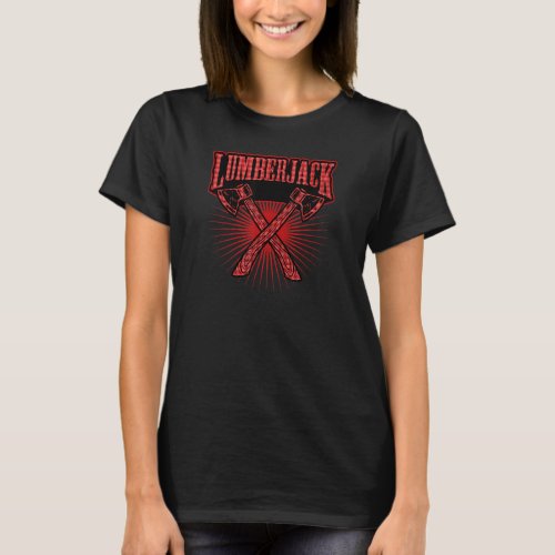 Lumberjack Axe Flannel Plaid Style Logging Arboris T_Shirt
