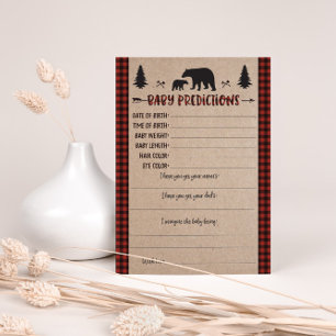 Lumberjack Baby Predictions Baby Shower Game Invitation